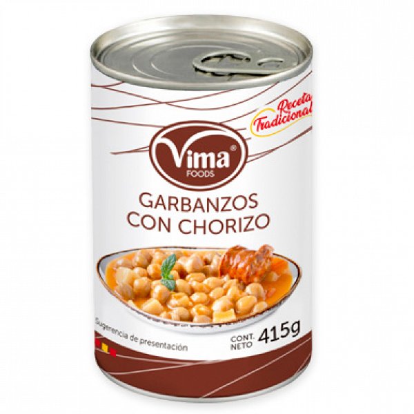 Garbanzos con Chorizo Vima, Lata 415 gr