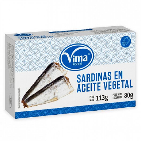 Sardinas en Aceite Vegetal Vima, Lata 113 gr
