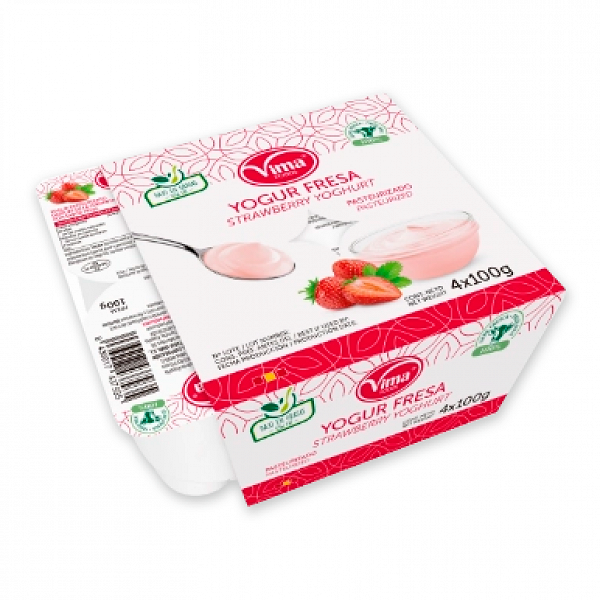 Yogurt Pasteurizado Fresa Vima de vaso 100 gr, Pack 4 Unidades