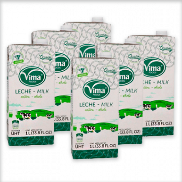 Leche Entera Vima, Caja 1L, Pack 6 Unidades
